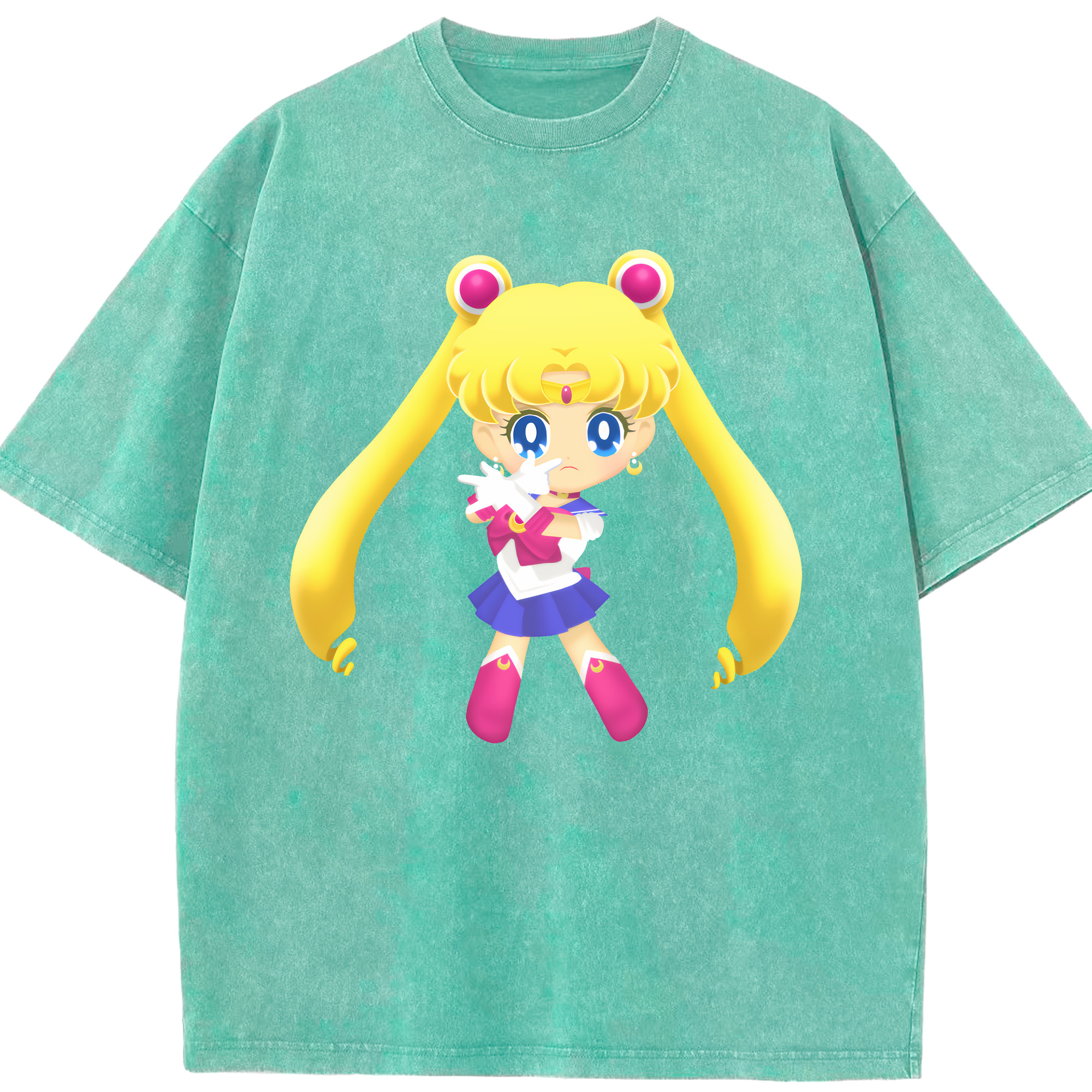 （画像用） 美少女戦士セーラームーン 月野 うさぎ つきの うさぎ Sailor Moon Tsukino Usagi 綿100% ヴィンテージ風 半袖Tシャツ（フロントプリント）